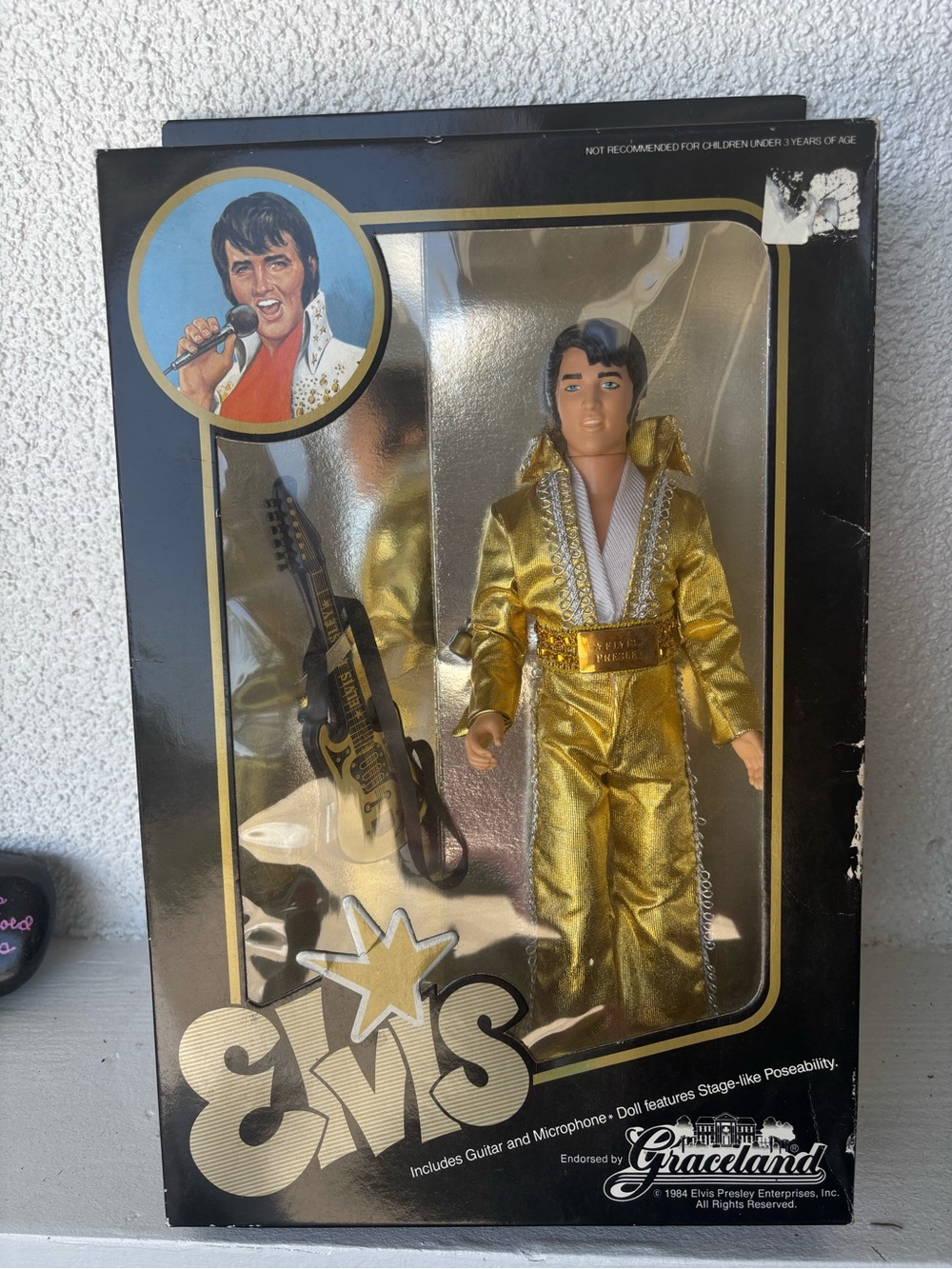 Grace Gold Elvis Tribute Doll with Black Guitar